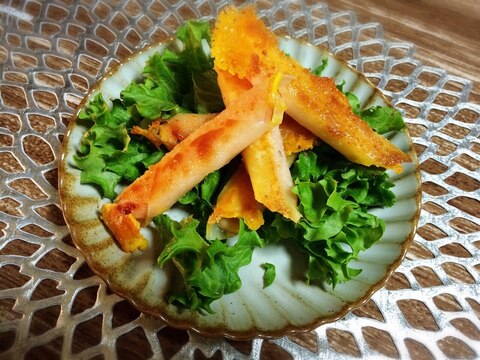 残りのシュウマイの皮でサクサクなハムチーズ棒
